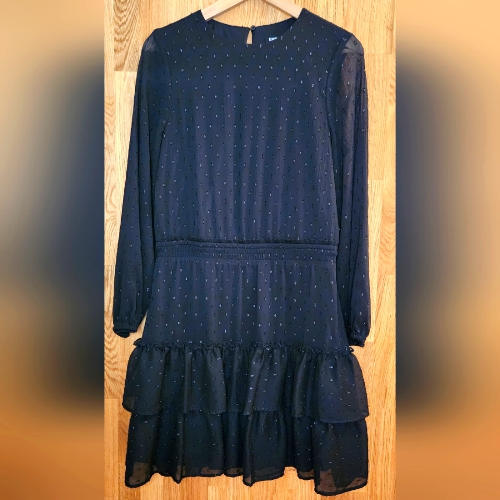 Black Midi Ruffle Dress - EXPRESS